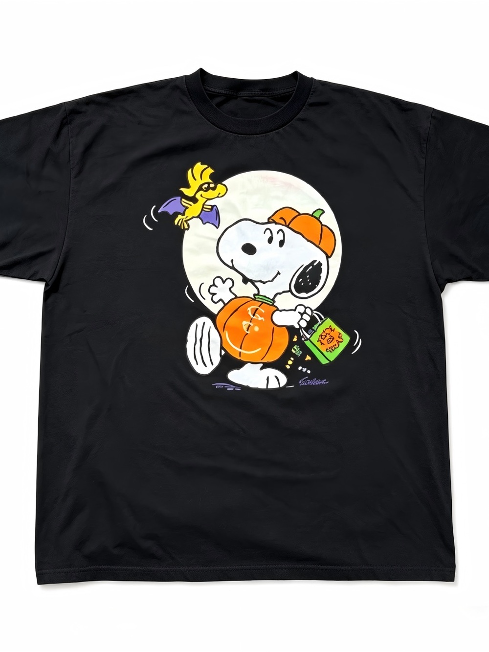 Vintage Snoopy Woodstock Halloween Pumpkin Womens Mens T-shirt Unisex